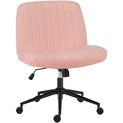 Sweetcrispy Criss Cross Legs Upholstered Swivel Computer Chair - Home Office Furniture, Wide Armless Desk Chair with Wheels, Dual-Purpose Base, Height Adjustable, Commercial Furniture, Office Task Chair