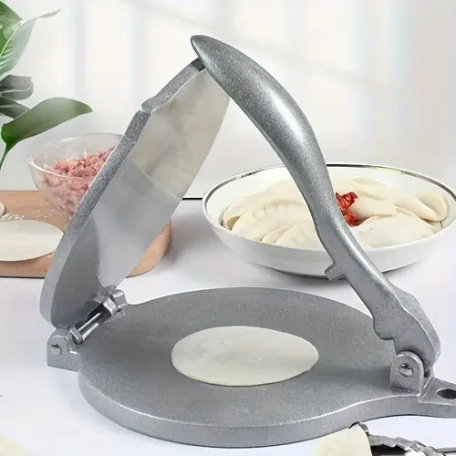 Aluminum Tortilla Press Maker Machine - Compact Space Saver, Durable Silver Kitchen Utensil, Even Pressure Distribution, Reusable, Multi Functional, Easy to Clean, Flour & Corn Ready, Great for Home or Restaurant, Kitchen Appliances, With Handle
