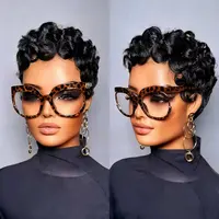 ShowRealHair Chioma Pixie Cut Wigs Pin Curl Pixie Cut Wig for Black Women Short Bomb Curly Wigs Brazilian Virgin Human Hair Short Pixie Cut Glueless Wigs SpringStatements#SummerVibes