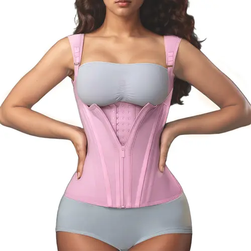 Women's Minimalist Solid Color 1-Piece Strap Shapewear Corset - Adjustable Hook-and-Eye Closure, Zippered High-Waist Tummy Control, All-Season Compression Slimming Underwear, Cute Activewear for Sports - Ideal for Christmas, Birthday, Family Gatherings, S