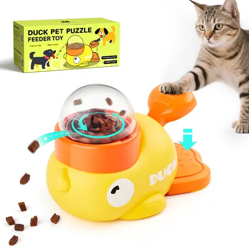 Potaroma Interactive Cat Puzzle Treat Dispenser Toy, Duck-Shaped Food Slow Feeder for Cats and Small Dogs Enrichment, IQ Training and Exercise 8.6 Inches #SummerVibes #petlovers