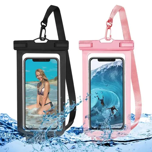 2-Count Waterproof Phone Pouch with Millennial Lanyard, IPX8 Certified Floatable Case for iPhone 15 Pro Max Plus, Galaxy S22/S23 (Up to 7"), Essential Dry Bag for Beach, Swimming