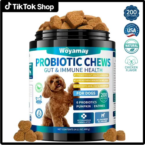Woyamay Dog Probiotics Chewables for Dogs, 200 Chews Support Seasonal Allergies, Gut and Digestive Health, Itchy Skin, Yeast Overgrowth, Diarrhea&Gas, Dog Overall Health Supplements is Human for All Breeds #tiktokshopbacktoschool