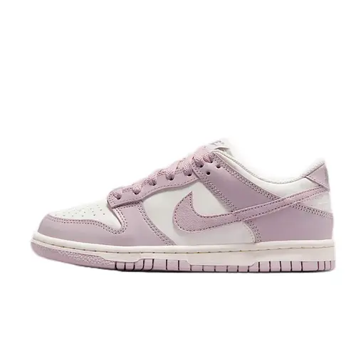 Nike Dunk Low Particle Rose Women’s Lowtop Shoes - GS, Enigma Stone, Sail Leather, Soft, Neutral Look, Casual Athletic Street Style Daily Walking Rubber Trainers