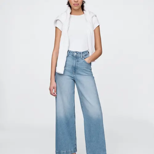 Gap Women's Curvy High Stride Wide-Leg Ankle Jeans