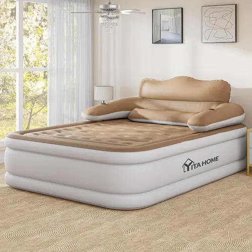 YITAHOME Queen Size Air Sofa Bed Mattress with Headboard and Pump, Blow Up Couch Inflatable Bed for Home Living Room