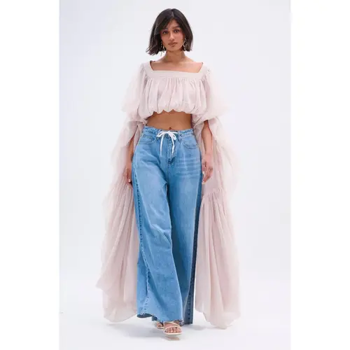 SLOUCHY SQUARE NECK LONG SLEEVE BLOUSE TOP