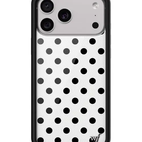 White & Black Polka Dots | Limited Edition Trendy Collab iPhone Case | Raised Protective Black Bumper | Women Owned Small Business | Egg Shell White Background with Dark Black Polka Dots | Safety Casing Protective | Gift for Her