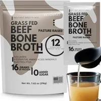 Ketostat Bone Broth Packets Grass-Fed Beef 18g Protein Powder 12 Ct,16g hydrolyzed collagen Beef Soup Powder ,Made in USA,Instant Soup Mix