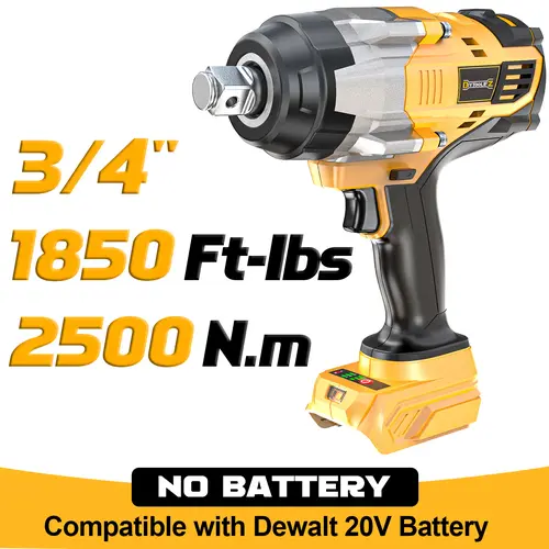 1850Ft-lbs(2500N.m)-3/4"Impact Wrench Compatible with Dewalt 20V Battery(NO Battery!!!), Brushless Impact Gun 4-Speed with Auto-Stop Reverse for Car Cordless summervibes Power Tool Heavy Duty Industrial