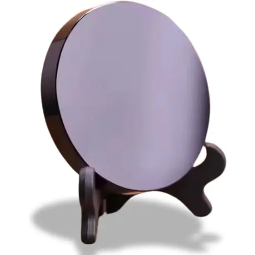 INvench 3.15" Round Natural Black Obsidian Scrying Mirror Set - Portable Classic Home Decor, Includes Mirror with Wooden Stand for Witchcraft Healing Crystals