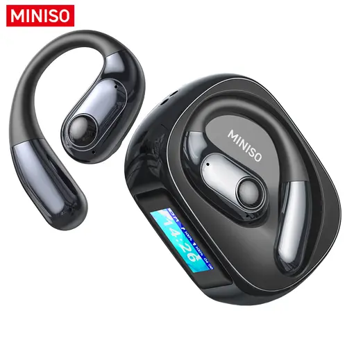 MINISO MS193 OWS In-Ear Wireless Earphones - LCD Display, Bluetooth 6.0, Waterproof, Sweat Resistant, HIFI Sound, Chargeable Charging Box, ENC Smart Earbuds with APP, Electronic Audio Headphones