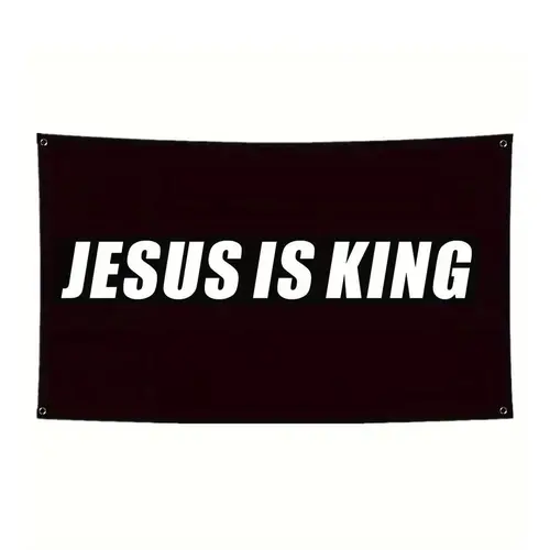 "Jesus Is King" Letter Pattern Backdrop, 1 Count Christian Party Decoration, Home Decor, Decorative Banner, Party Supplies for Indoor & Outdoor, Party Decorations Banners