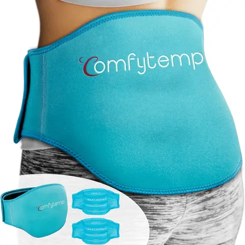 Comfytemp Reusable Gel Ice Pack for Back Pain - 2 Packs Lower Back Target Wrap, Hot Cold Compression for Lower Lumbar, Waist