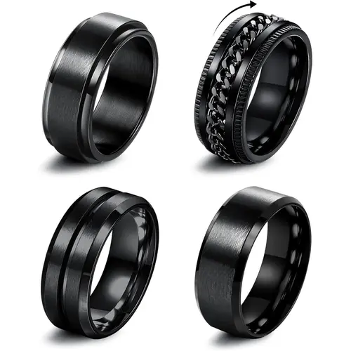 YADOCA Rust-Resistant Stainless Steel Fidget Ring, Modern Minimalist Yet Statement Simple Band for Men, Engagement to Wedding Ready Anxiety Relief Jewelry