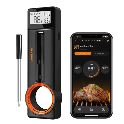 INKBIRD Wireless Digital Meat Thermometer  Waterproof Kitchen Gadgets,  Cooking & Outdoor BBQ Utensil with Temperature Alarmgifts for dad,gifts for him summerwins,home essentials sohochic
