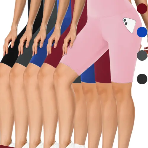5pcs Women's High Waist Biker Shorts ,Soft Stretchy Spandex Workout Shorts for Yoga, Running & Athletic Activities, Summer Activewear summerwins Cycling