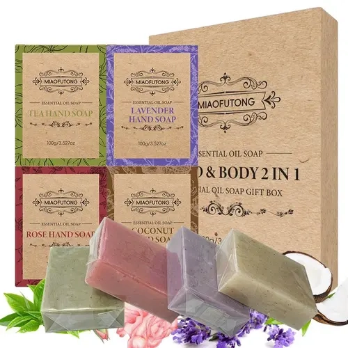 Handmade Turmeric Blend Floral Body Scrub & Cleansing Soap Set - Cleanser with Botanical Extracts, Antifungal, Soothing, Brightening for Dry, Combination Skin Types, Ideal Gift in Box for Loved Ones