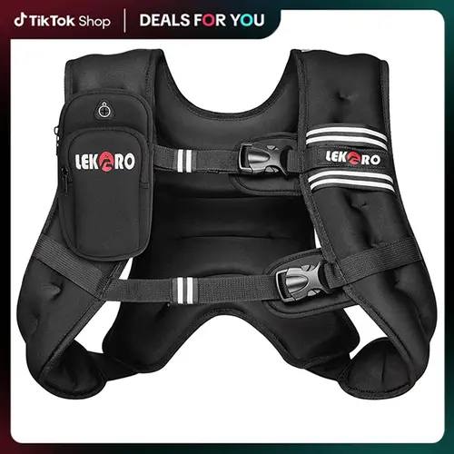 LEKARO Weighted Vest with Adjustable Protective Belt & Reflective Strips - 6lbs/8lbs/12lbs/16lbs/20lbs/25lbs/30lbs for Men & Women, Chest Size Fit, Ideal for Resistance Training, Conditioning