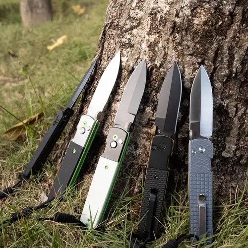CJRB Locust Compact Tactical EDC Pocket Knife for Adults - 3.15in High Carbon AR-RPM9 Black PVD Flat Grind Folded Blade, Black G10 Handle, Button Lock with Safety Switch, Collectible EDC Gear, Hiking Tool, Dad Gift, Tactical Knives, Survival Tool