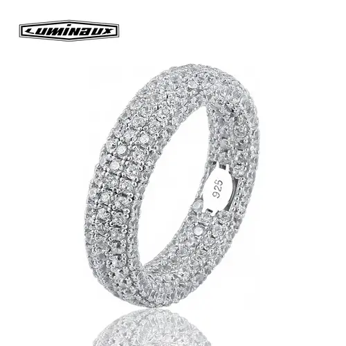S925 Sterling Silver Ring, Iced Out Eternity Band for Men and Women with AAAAA+ D Color VVS CZ, Gift Boxed, Rings, Alliance Ring