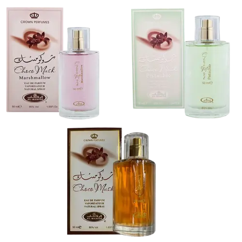 (3pc Bundle Pack) Choco Musk + Marshmallow + Pistachio by Al-Rehab EDP Spray, 50ml