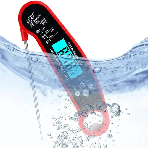 Digital LCD Meat Thermometer - Stainless Steel Kitchen Gadgets with Food Temperature Probe, Magnetic, Waterproof, Instant Read, LED Display, Bottle Opener, Batteries Included for Barbecue, Indoor Grill Use, Essential Kitchen Utensil