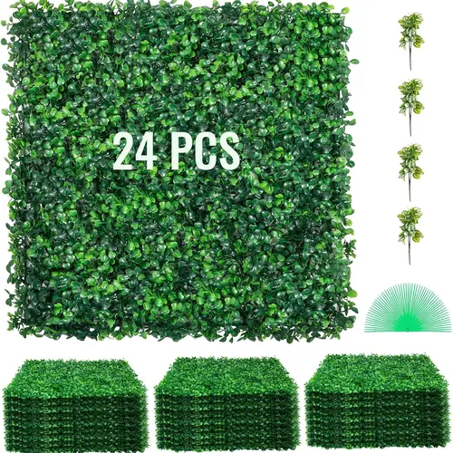 VEVOR Photorealism Decorative Artificial Boxwood Panels - Sunproof Design, Aesthetic Wall-Mounted Plants, Privacy-Protecting Solution for Home Improvement Garden Decor