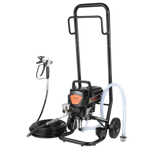 VEVOR Stand Airless Paint Sprayer, 950W 3000PSI High Efficiency Electric Model With Cart, High Flow Rate Adjustable Motor, Eco-Friendly Tool With Extension Pole For Heights, For Home Interior/Exterior Furniture
