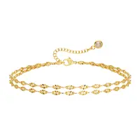 Tewiky 14K Gold Plated Lips Ankle Copper Bracelets for Women Dainty 14k Gold/Silver Plated Waterproof Layered Anklets Trendy Waterproof Fashion Jewelry Gifts for Women For Mother's Day gifts