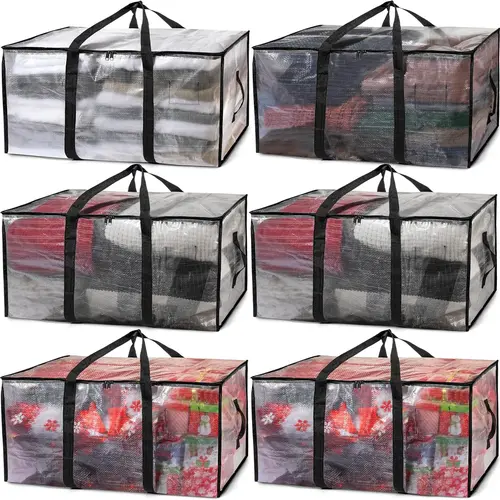 ClearSpace Classic 6-Pack  Foldable Multi-Purpose Under-Bed Storage Bags with Lids, 29x13x14in 86L Capacity, Backpack Straps, Zippers, Drawstring Pouch for College Dorm & Home Organization, Storage Organization