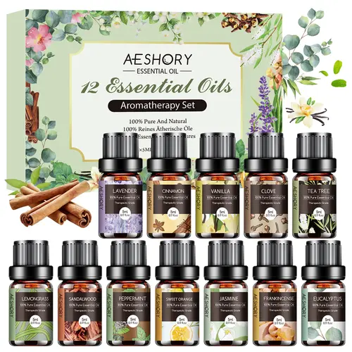 Essential Oils Set - 12 Pcs Aromatherapy Essential Oil Kit for Diffuser, Humidifier, Aromatherapy, Massage, Soap, Candle Making (5mL) Healthcare Wellness