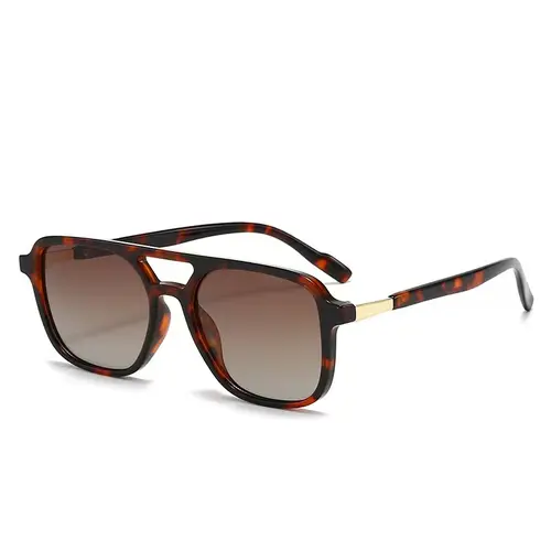Unisex Style Fit Trendy Vintage Rectangle Tortoiseshell Sunglasses - UV Protection Eyewear for Summer Outdoor Travel, Fashion Vacation Outfit Accessories