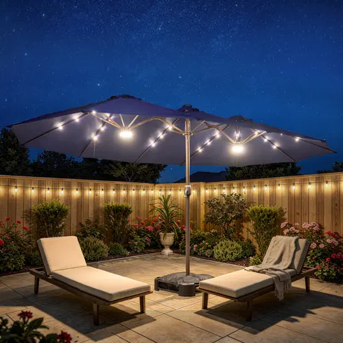 CAODOC 15FT Large Outdoor Patio Umbrella With Base, Rectangular Market Table Sun Parasol Umbrella, Crank, Steel Ribs and Pole for Garden, Backyard,Sand, Pool,Summervibes