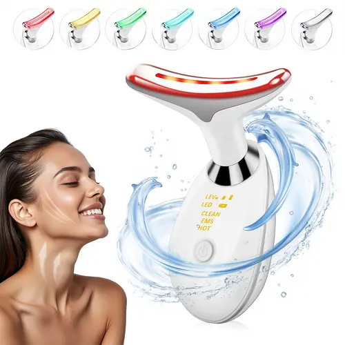 LED Facial Beauty Machine, Multifunctional Jawline Trainer & Face Jawline Shaper, Wrinkle Removal Firming Plastic Skin Care Tool for Neck Lifting, Dark Circle Reduction & Anti-Aging