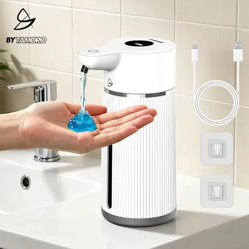 Touchless Smart Soap Dispenser, 15oz Eco-Smart USB Rechargeable Dispenser with 0.25s Induction, 4 Adjustable Levels, Waterproof, Home Bathroom Kitchen Essentials Wall-Mountable Gadget