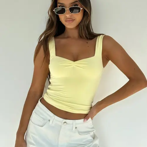 Women's Solid Color Tank Top, Elegant Style Trendy Fashion Casual Sleeveless Top for Daily Outdoor Wear, Women's Top for Summer, Solid Color Vest