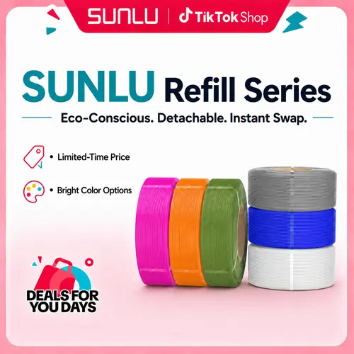 SUNLU Refill Filament PLA,  PLA+, PLA+2.0，PETG Filament, Compatible with 2025 SUNLU 3rd-Generation Reusable Spool and Bambu Reusable Spool, 1KG 1.75mm Filament Sustainability Flexibility-8561 tiktokshopbacktoschool,back to school,back to school haul