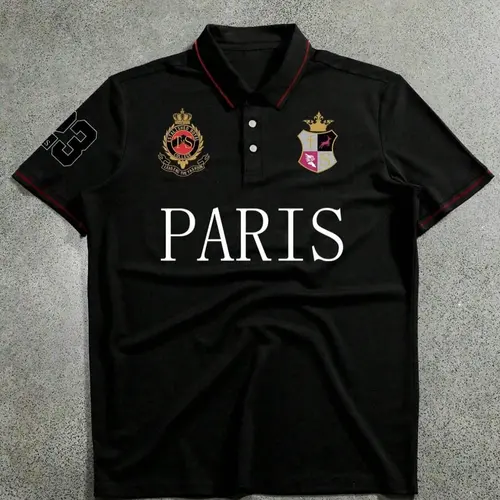Men's Regular Fit Crown Print Knit Polo Shirt, Casual Short Sleeve Collared Top for Summer, Fashion Menswear for Daily Wear