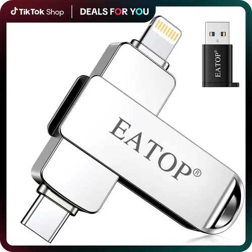 EATOP USB Flash Drive Intended for iPhone iPad, Memory Stick Storage for Photos and Videos Backup, Compatible with iPhone iPad Android PC, Plug and Play, No Application Required tiktokshopbacktoschool, Usb External Memory, Tablets, Thumb Drive