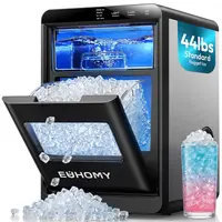 Euhomy Nugget Ice Maker Countertop, 44Lbs/24H Pebble Ice Maker Machine, Self-Cleaning Pellet Ice Machine with Ice Scoop&basket, Sonic Countertop Ice Machine for Home/Kitchen/Office(Black)