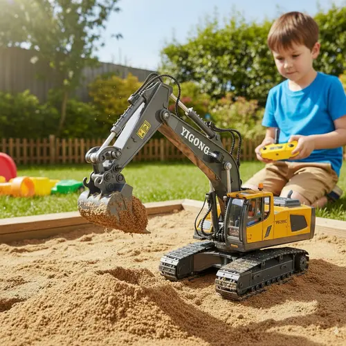 Akeleo Rechargeable 1200mAh RC Construction Vehicle Toy - Intelligent, Realistic with Excavator Sounds, Easy-Operation, Metal Parts, Coordinated Functions, Kids Toy for Christmas Gifts