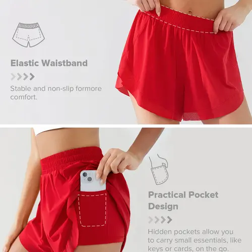 BRXL【Discount for live】Women's 2 in 1 Flowy Running Shorts 3" High Waisted Quick Dry Bilt-in Liner with Pockets Lightweight Athletic Gym Workout-brxl-1,summerwins