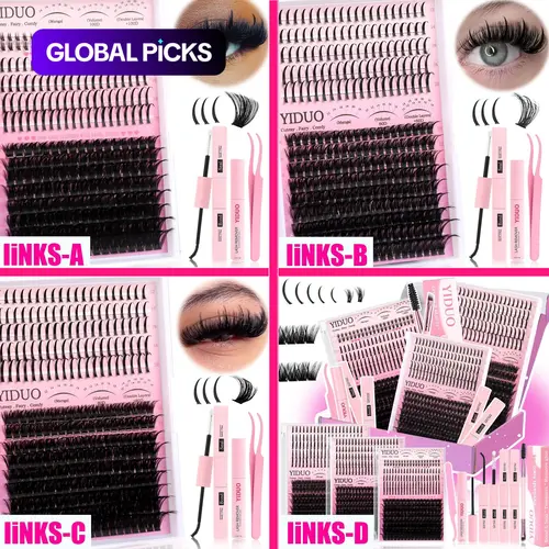 60D/80D/100D Mixed Length Individual False Eyelashes Kit, Self-Grafting DIY Eyelash Cluster Fluffy Curly Cluster Lashes, DIY Lash Clusters for Eyelash Extensions, Eye Makeup Cosmetic Kit #GLOBAL PICKS