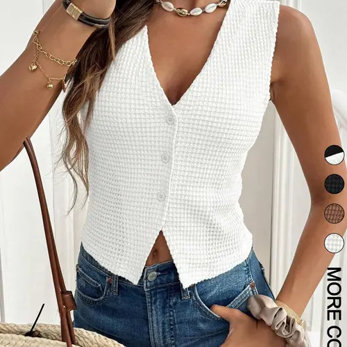 Women's Solid Color Basic Minimalist Camisole Plain Tank Top, Casual Fashion Sleeveless Top for Work Office Business, Ladies Clothes for Summer Womenswear
