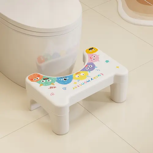 UDEAR Household Toilet Stool,Cartoon Pattern Thickened Durable Non-slip Design for Bathroom,Toilet Footstool