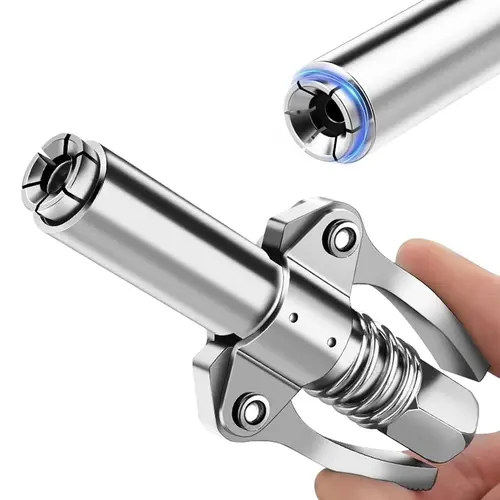 High Pressure Rust-Resist Galvan Carbon Steel Grease Gun Coupler, 12000 PSI Max Working Pressure, Double Handle Symmetrical Design Quick Release Lock Oil Nozzle, Spring-Loaded Hold 1/8" NPT Hand Tool, 110g for Auto Repair Trucks