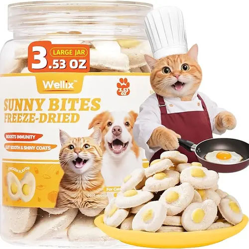 Wellix Crisp Freeze-Dry Bite Treats for Cats & Dogs, 3.5oz Freeze-Dried Crunch - Kitten Training Bite Supports Immunity & Gut Health for Indoor Cats