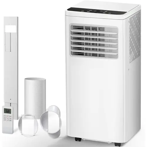 R.W.FLAME 10,000 BTU Portable Air Conditioner, 3-in-1 Portable AC Unit, 4 Modes with 24H Timer/LED Display/Remote Control/Installation Kits for Bedroom/Living Room/Office, White