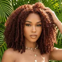 【HOT】 Nadula 250% Density Layered Burmese Curly 7x5 Lace Wig W/ Finger Coily Ends Reddish Brown Glueless No Slip Wigs Afro Kinky Curly with Defined Curls Invisible Knots Put and Go Wig Summervibes TikTokShopStockUp